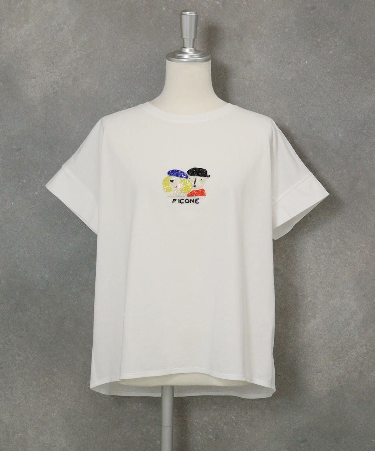 ビーズ刺繍UV冷感プルオーバー(ホワイト)前