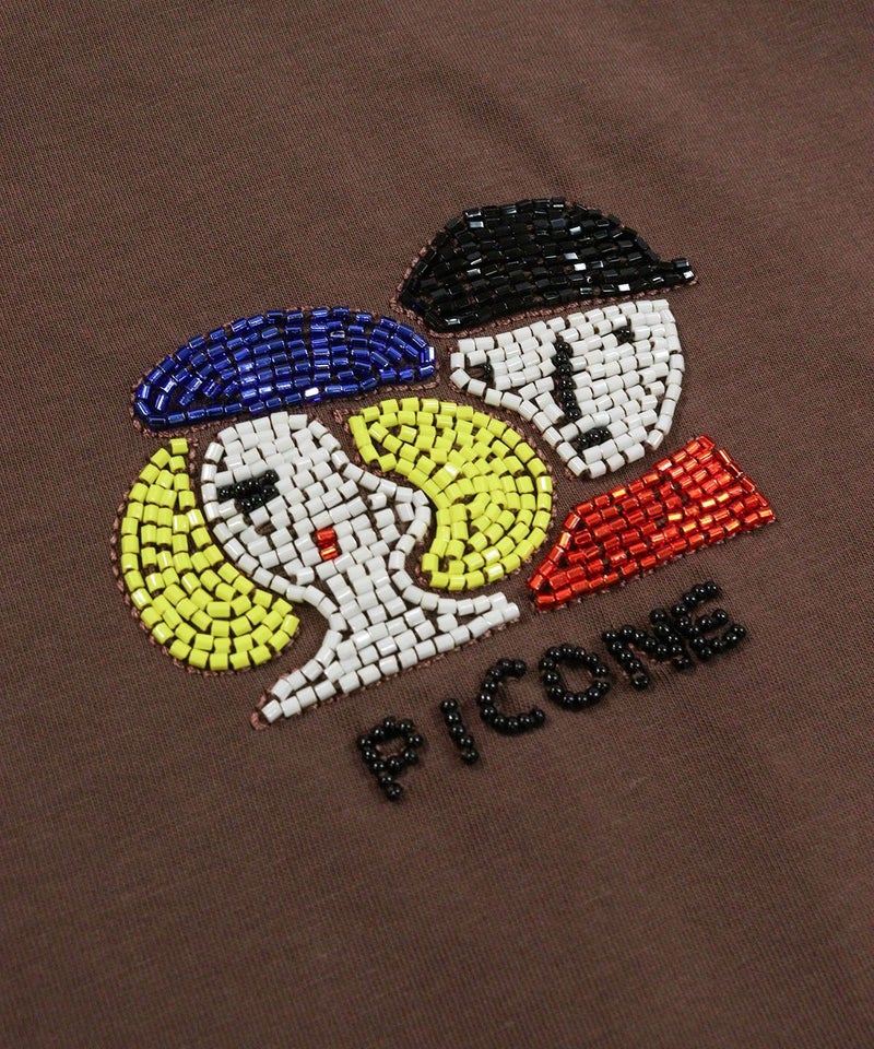 ビーズ刺繍アップ(ブラウン)