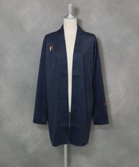 デニム風プリントカーディガン(ネイビー)前