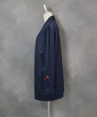 デニム風プリントカーディガン(ネイビー)左