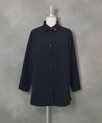 ポイント刺繍撥水ミドル丈シャツ(ネイビー)前