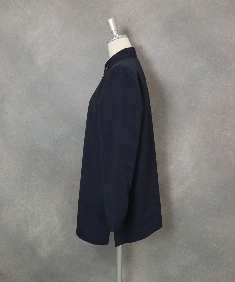 ポイント刺繍撥水ミドル丈シャツ(ネイビー)横