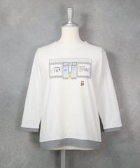 コットン100％UV速乾七分袖プルオーバー（ホワイト）前