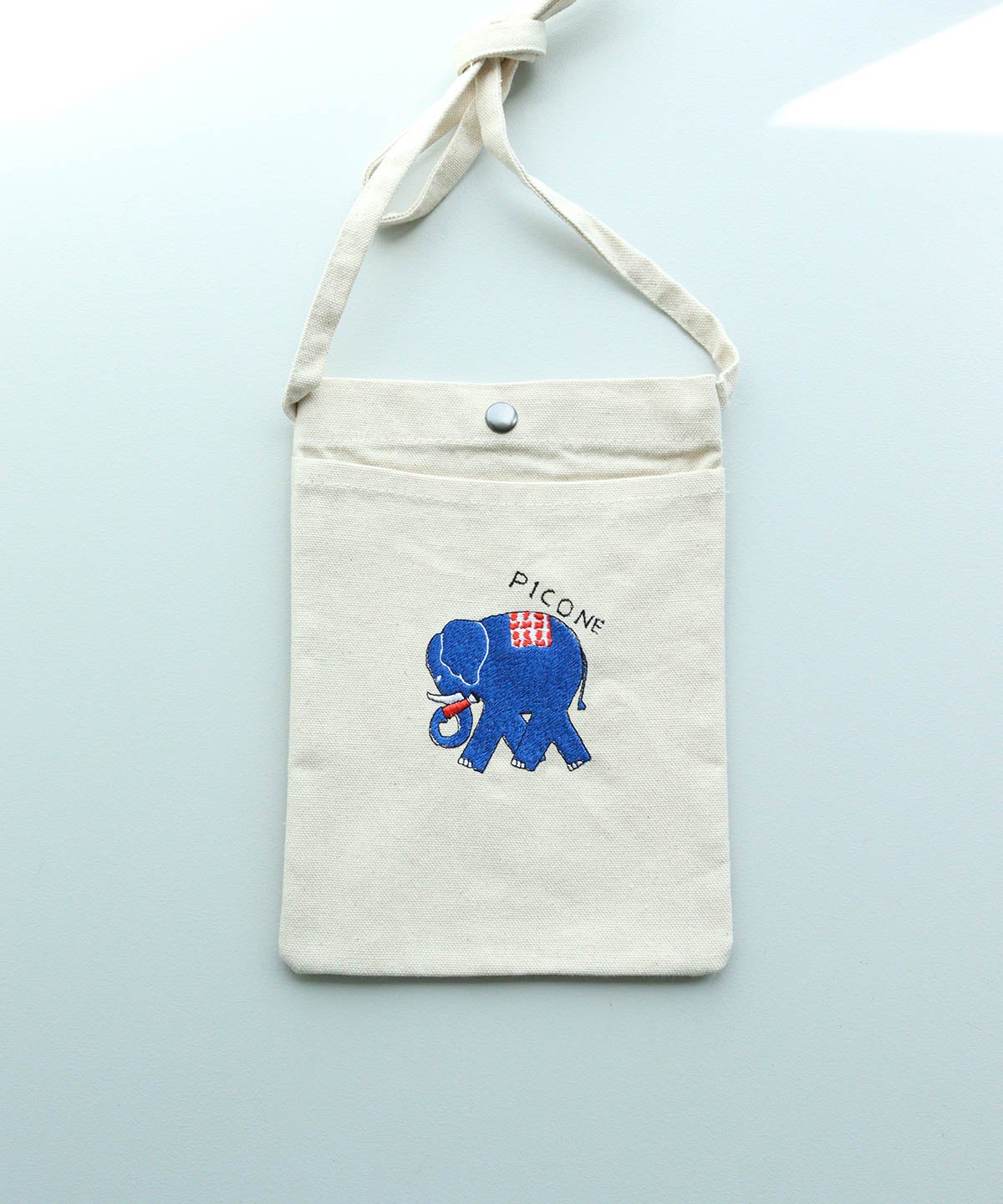 刺繍ミニサコッシュ（ゾウ/ブルー）