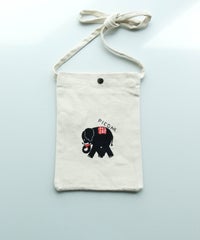 刺繍ミニサコッシュ（ゾウ/ブラック）