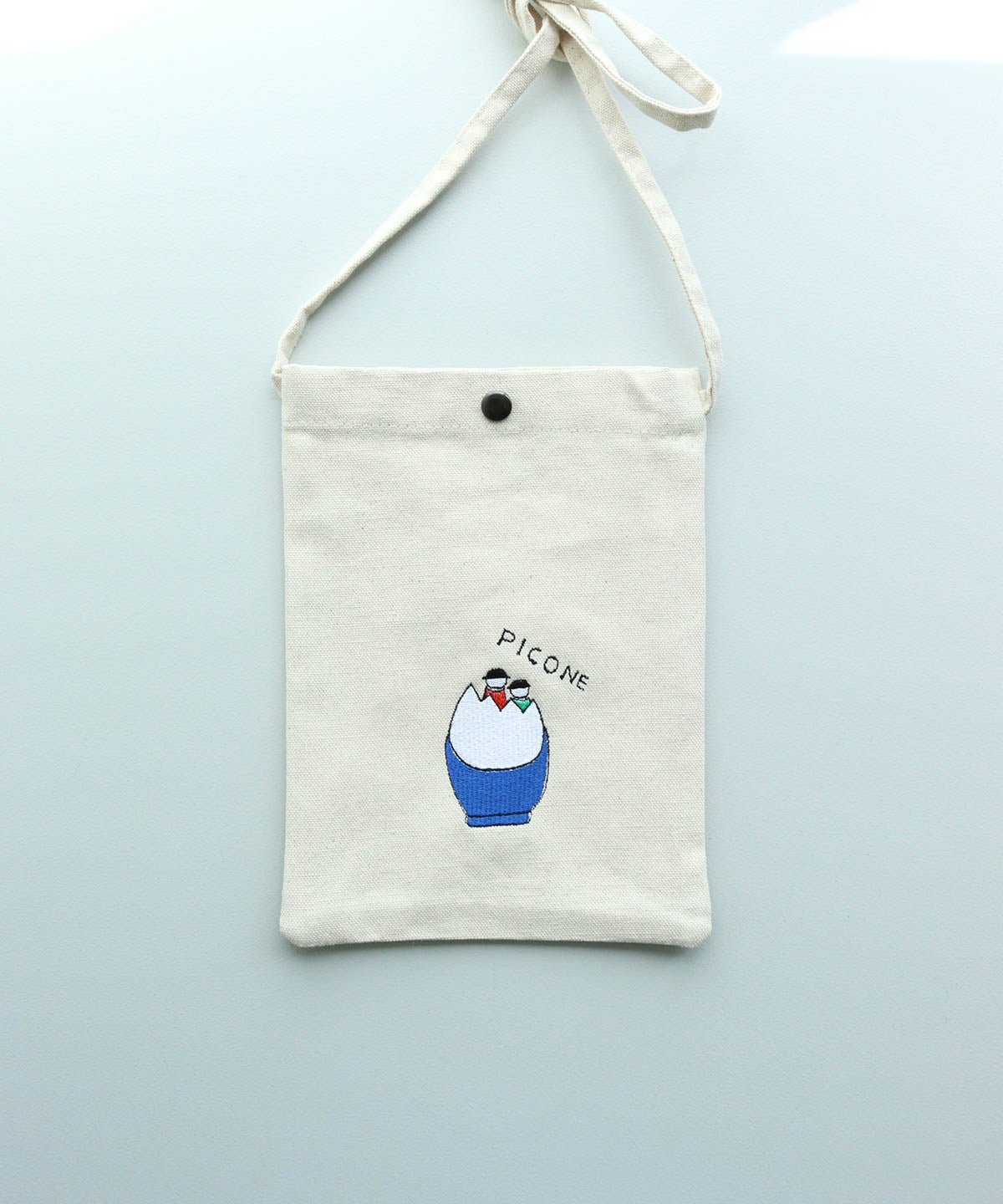刺繍ミニサコッシュ（タマゴ/ブルー）