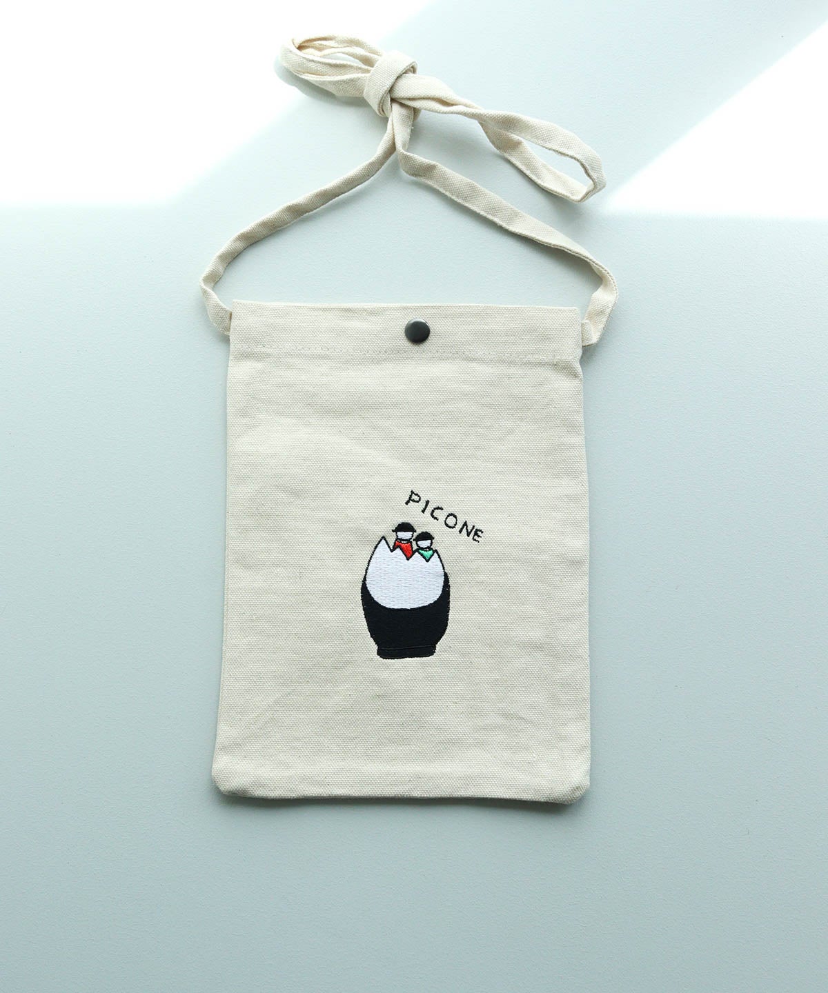 刺繍ミニサコッシュ（タマゴ/ブラック）