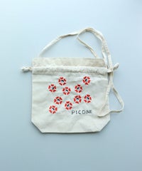 刺繍巾着ショルダーバッグ（レッド）