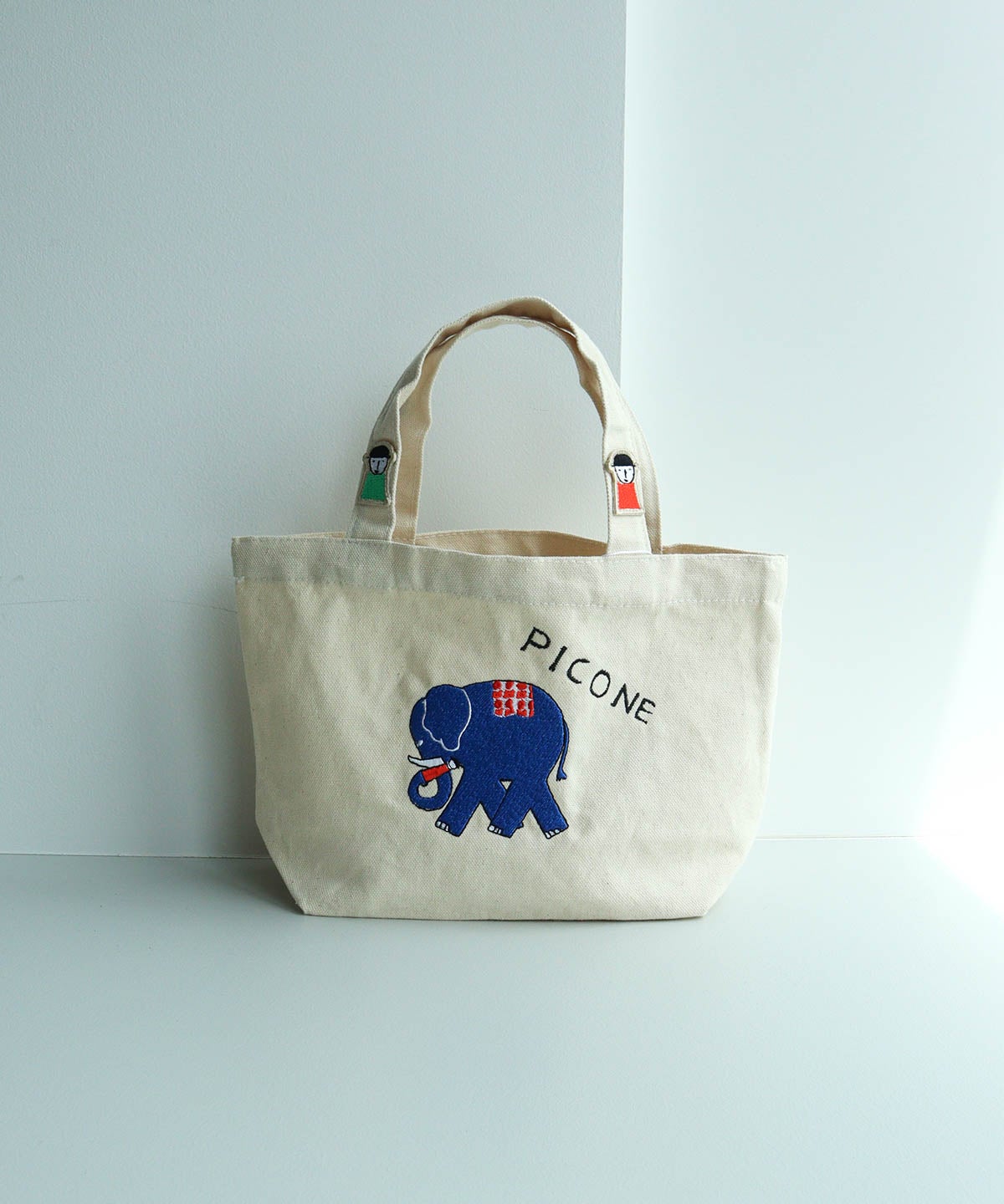 刺繍ミニトートバック（ゾウ/ブルー）
