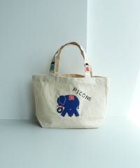 刺繍ミニトートバック（ゾウ/ブルー）