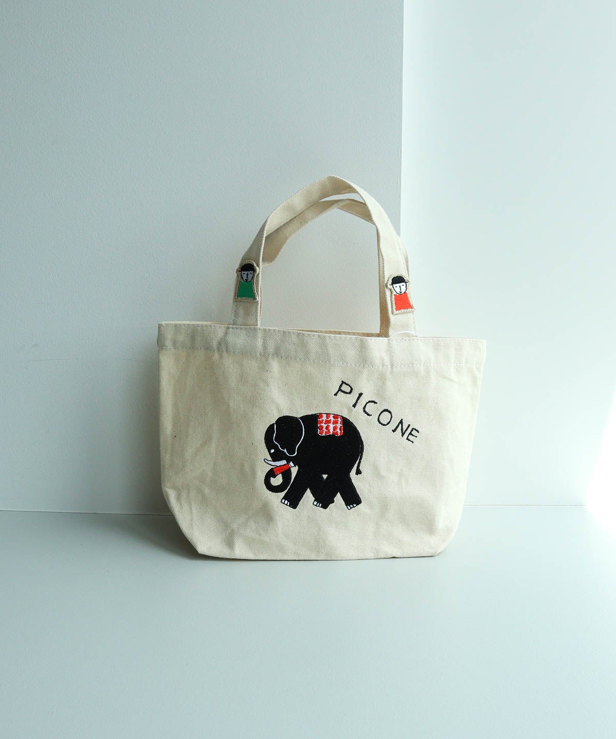 刺繍ミニトートバック（ゾウ/ブラック）