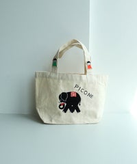 刺繍ミニトートバック（ゾウ/ブラック）