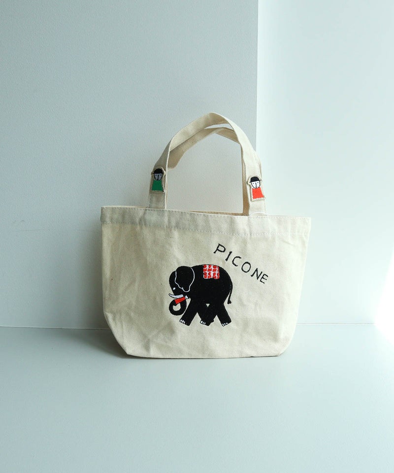 刺繍ミニトートバック（ゾウ/ブラック）