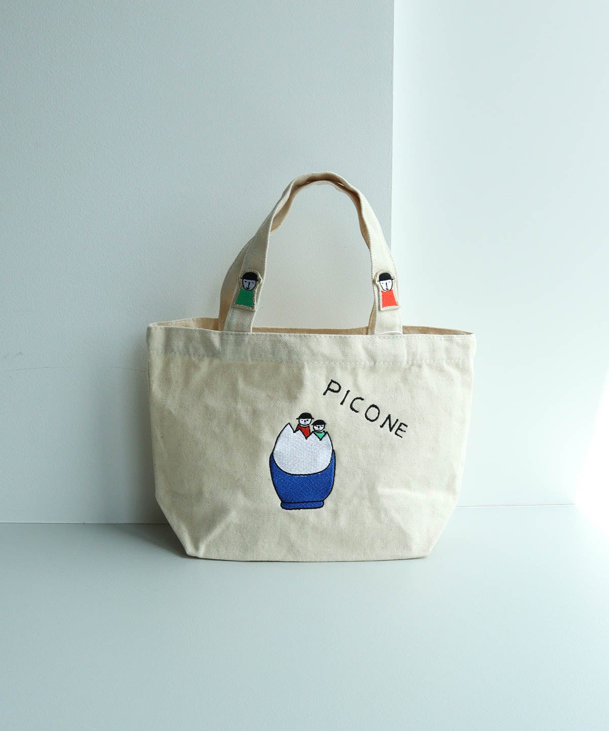刺繍ミニトートバック（タマゴ/ブルー）