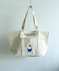 刺繍BIGトートバッグ（ブルー）前