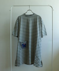 刺繍ポケットボーダーチュニック（ゾウ/ブルー）