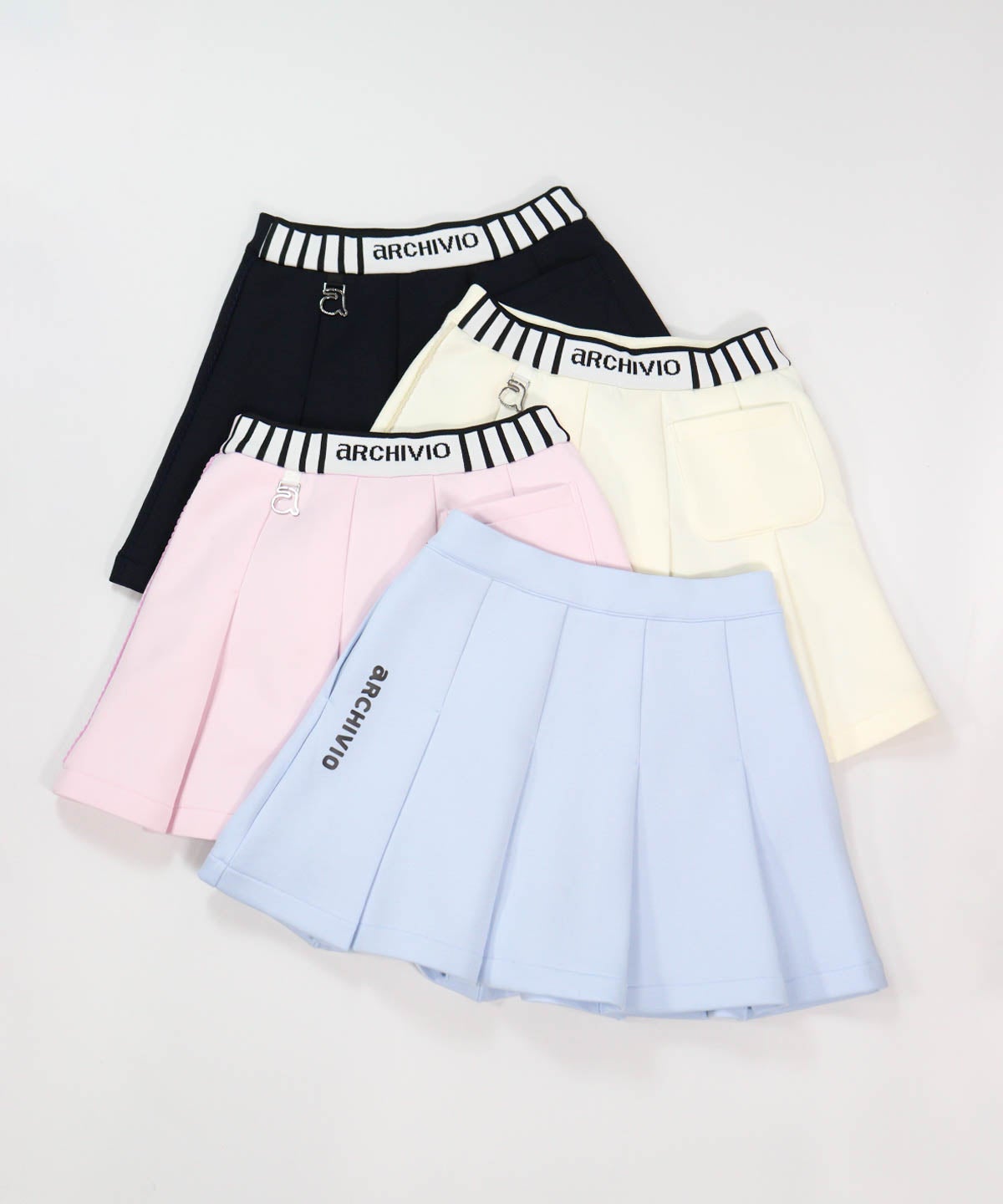 ABCHIVIO ホワイト プリーツスカート ダンボールプリーツ保温スカート|アルチビオ - ゴルフウェアや婦人服通販