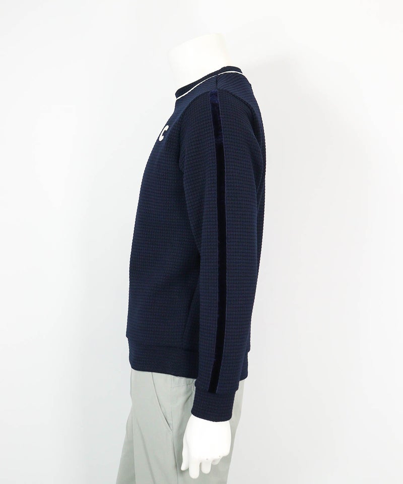  【メンズ】袖ラインワッフルプルオーバー（ネイビー）サイド