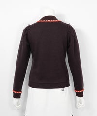 ライン刺繍スムースプルオーバー（ブラウン）バック