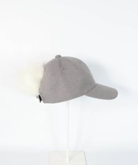 ボンボン付き2WAYキャップ（グレー）右横