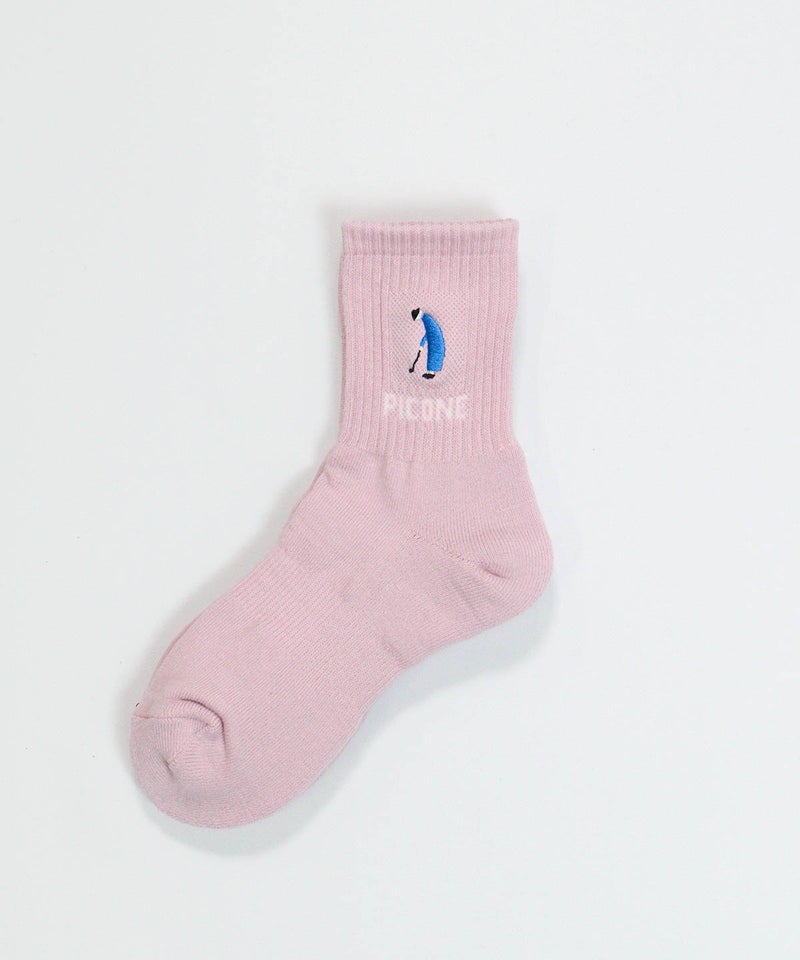 ゴルフピコ刺繍リブソックス（ピンク）