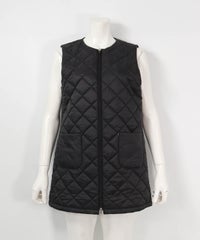 保温防風中綿キルトベスト（ブラック）前