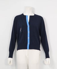 配色スキッパーカーディガン（ネイビー）フロント