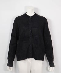 シャギー柄ニットカーディガン(ブラック)前