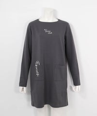 チェーン刺繍発熱ポンチチュニック(グレー)前