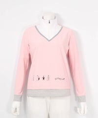 レイヤード風ジッププルオーバー（ピンク）