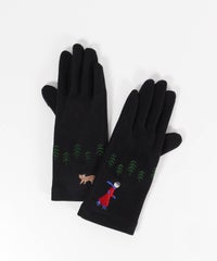 ピコスケート刺繍手袋（ブラック）