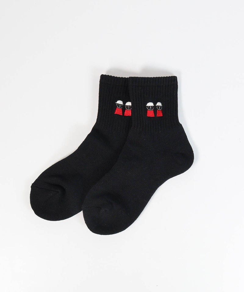ピコ刺繍リブソックス（ブラック）