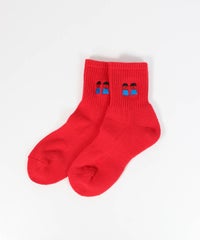 ピコ刺繍リブソックス（レッド）