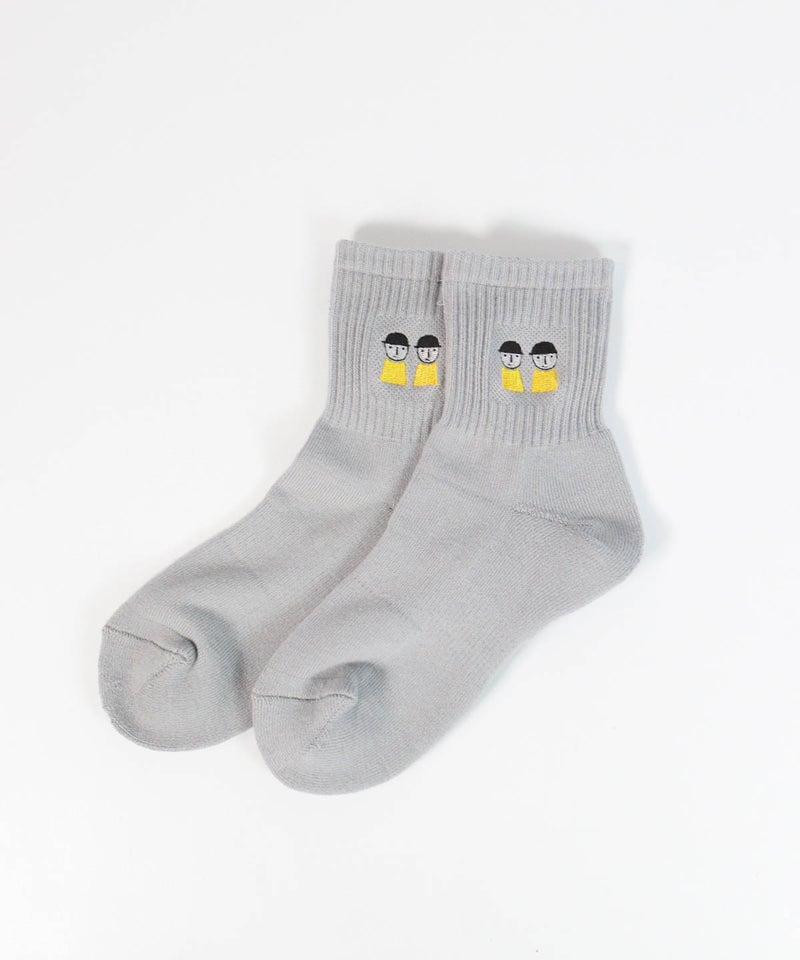 ピコ刺繍リブソックス（ライトグレー）