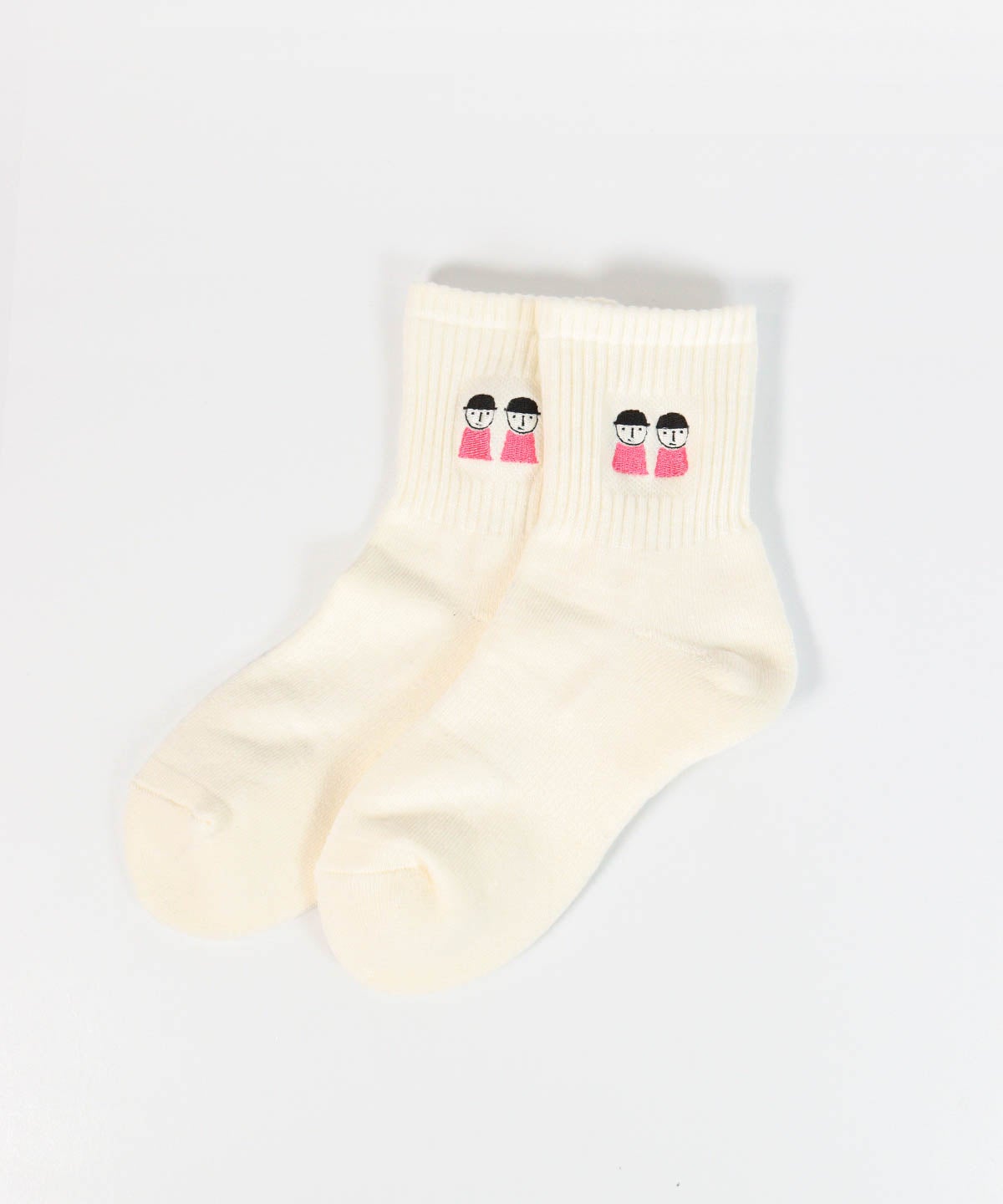 ピコ刺繍リブソックス（ホワイト）