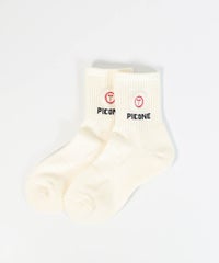 太陽刺繍リブソックス（ホワイト）
