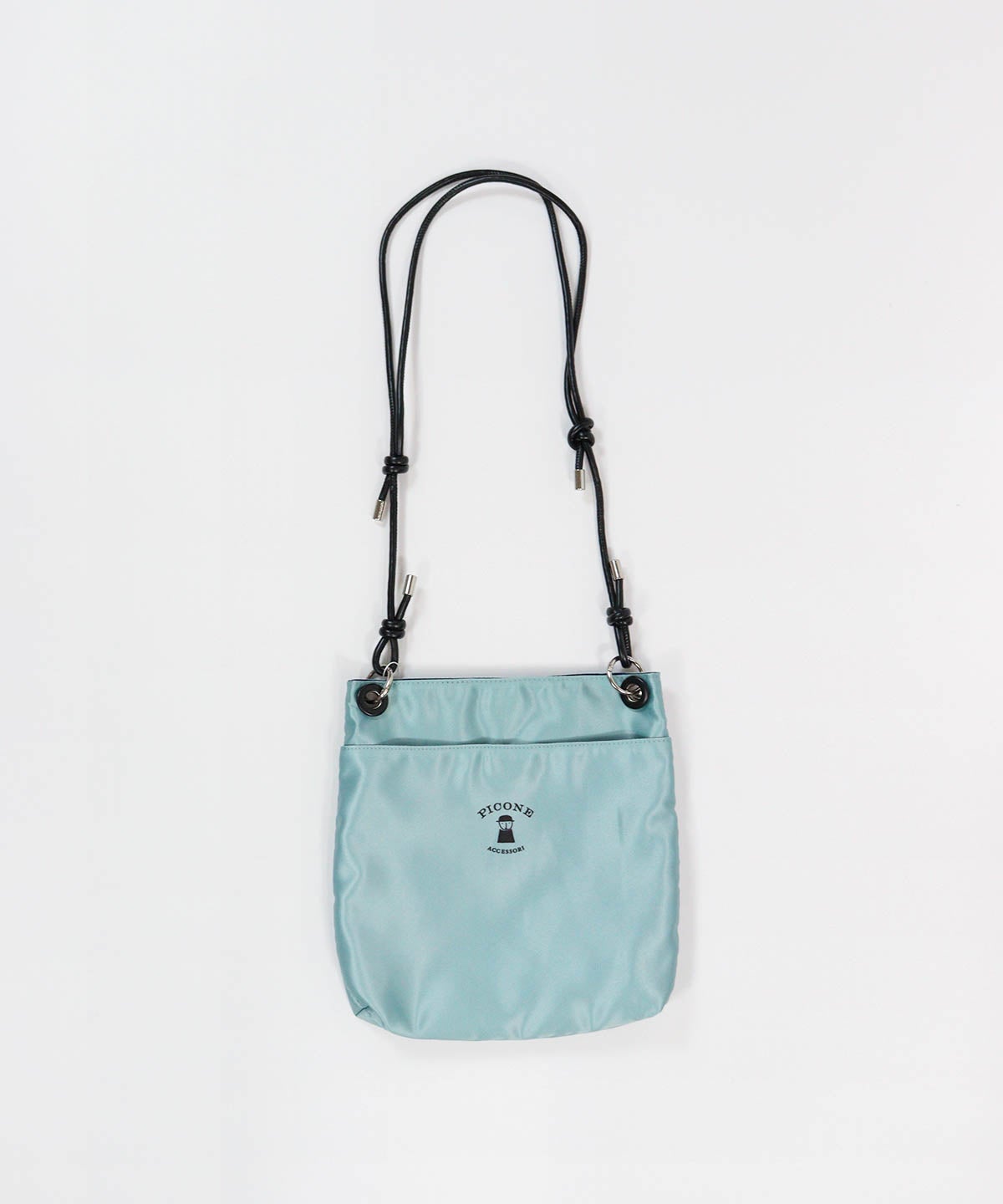 ピコ柄スカーフ調ショルダーバック（ライトグリーン）後ろ