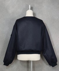 シャーリング切替ブルゾン（ネイビー）後ろ