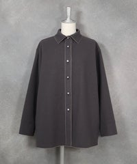 保温シャツカラージャケット（グレー）フロント