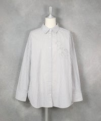 コットン100％ストライプシャツ（ライトグレー）