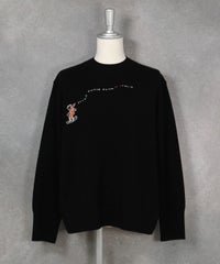 カシミヤ100%ダブルネックロゴニット（ブラック）フロント