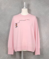 カシミヤ100%ダブルネックロゴニット（ピンク）フロント