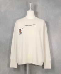 カシミヤ100%ダブルネックロゴニット（ホワイト）フロント