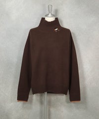 カシミヤ100％ポイントピコニット（ブラウン）フロント