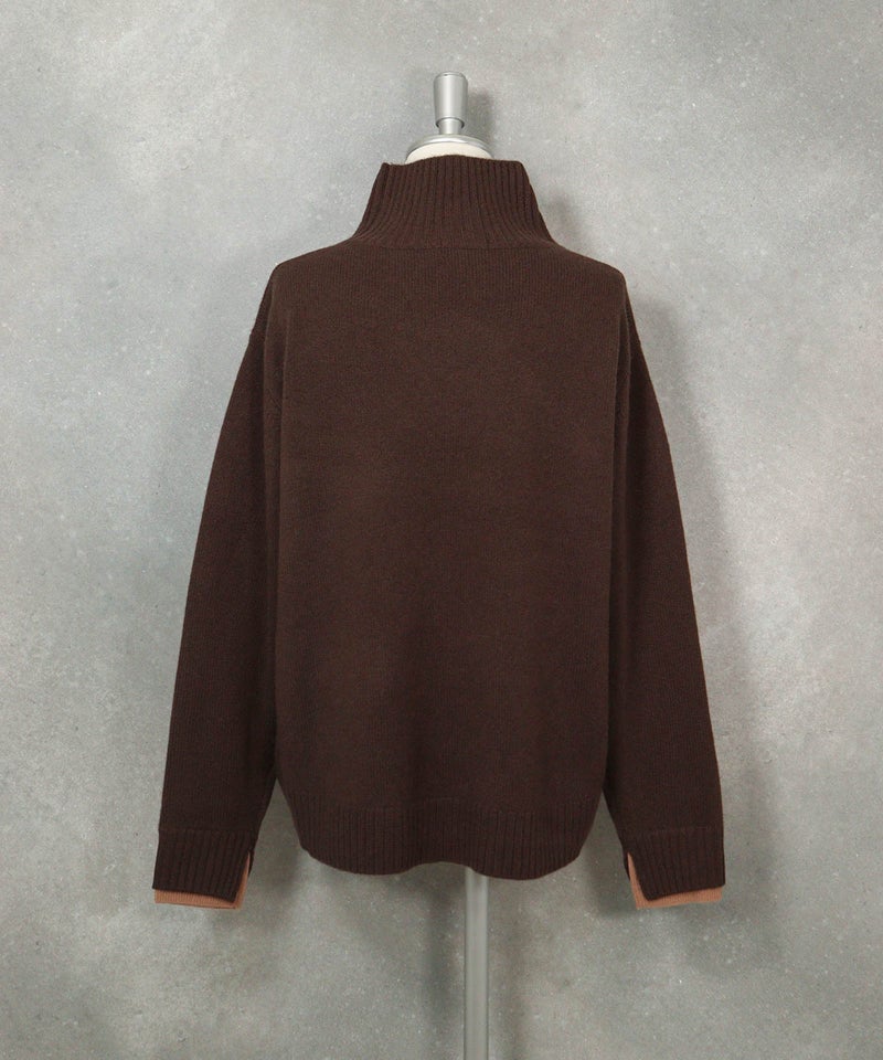 カシミヤ100％ポイントピコニット（ブラウン）バック