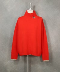 カシミヤ100％ポイントピコニット（オレンジ）フロント