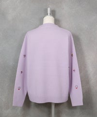 ウール100％カラフル刺繍ニット(ライトパープル)後ろ