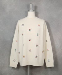 ウール100％カラフル刺繍ニット(ホワイト)前
