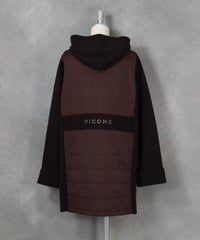 フード付き異素材切替ニットコート（ブラウン）後ろ