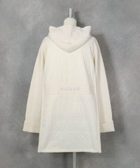 フード付き異素材切替ニットコート（ホワイト）後ろ